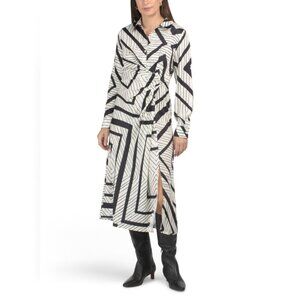 ZOE & CLAIRE Natural/black Long Sleeve Striped Maxi Dress